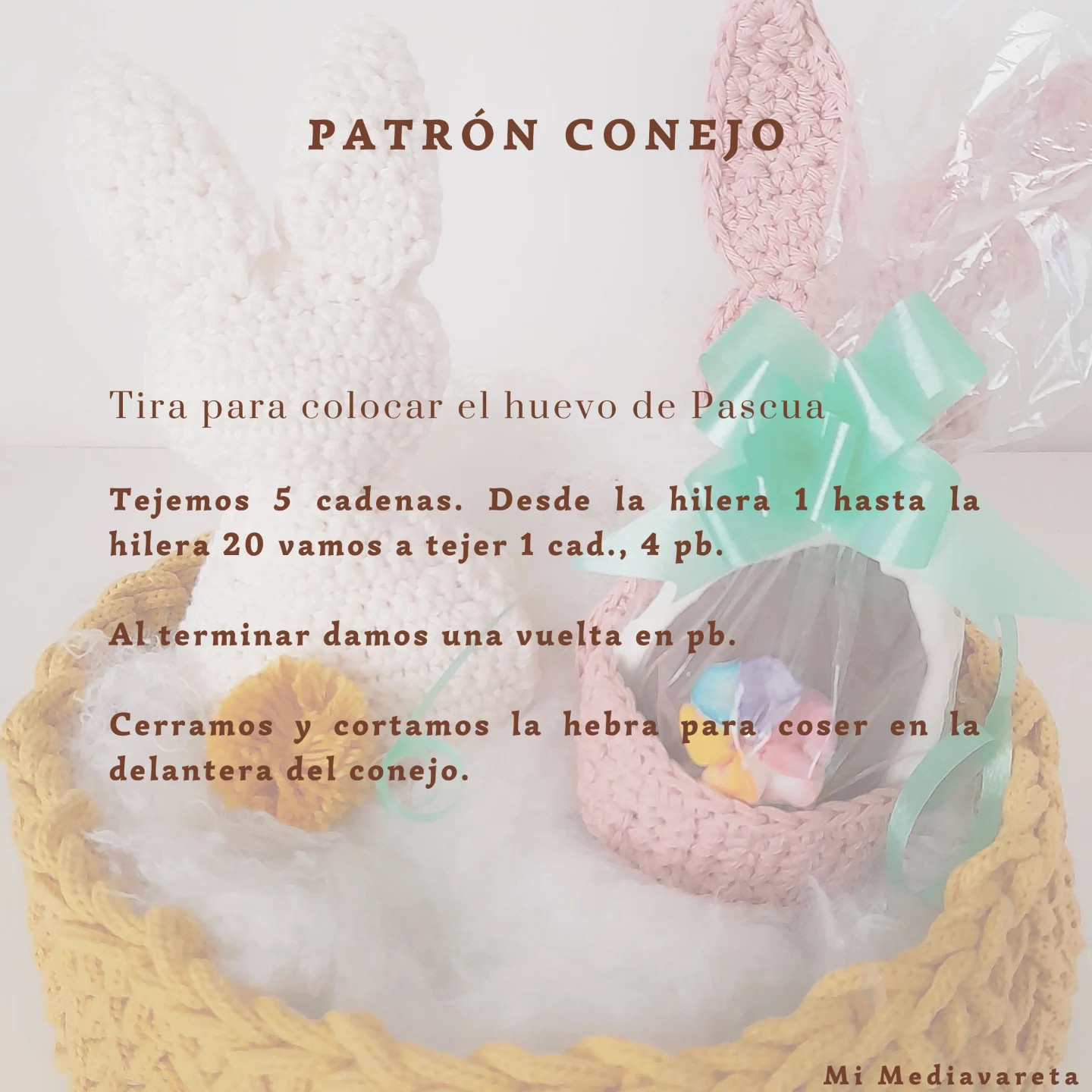 PATRÓN: Conejito de Pascua tejido a crochet.