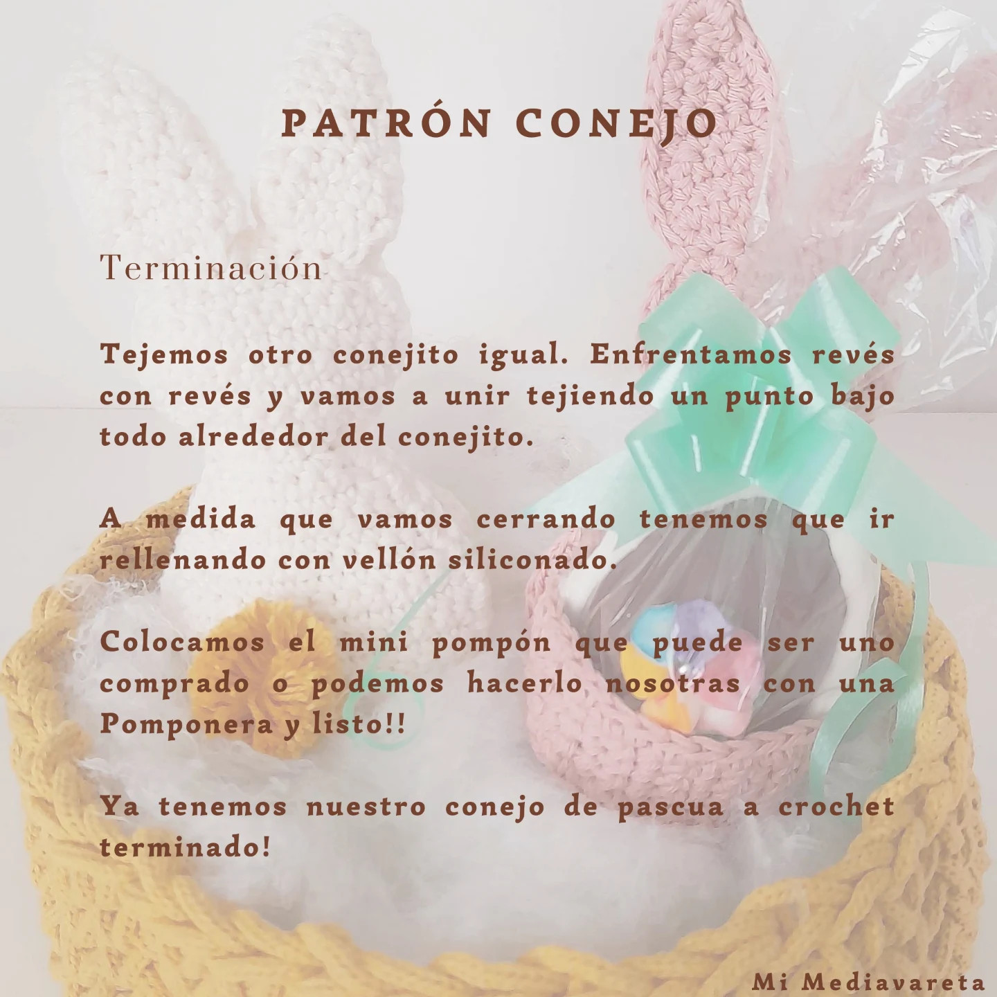 PATRÓN: Conejito de Pascua tejido a crochet.