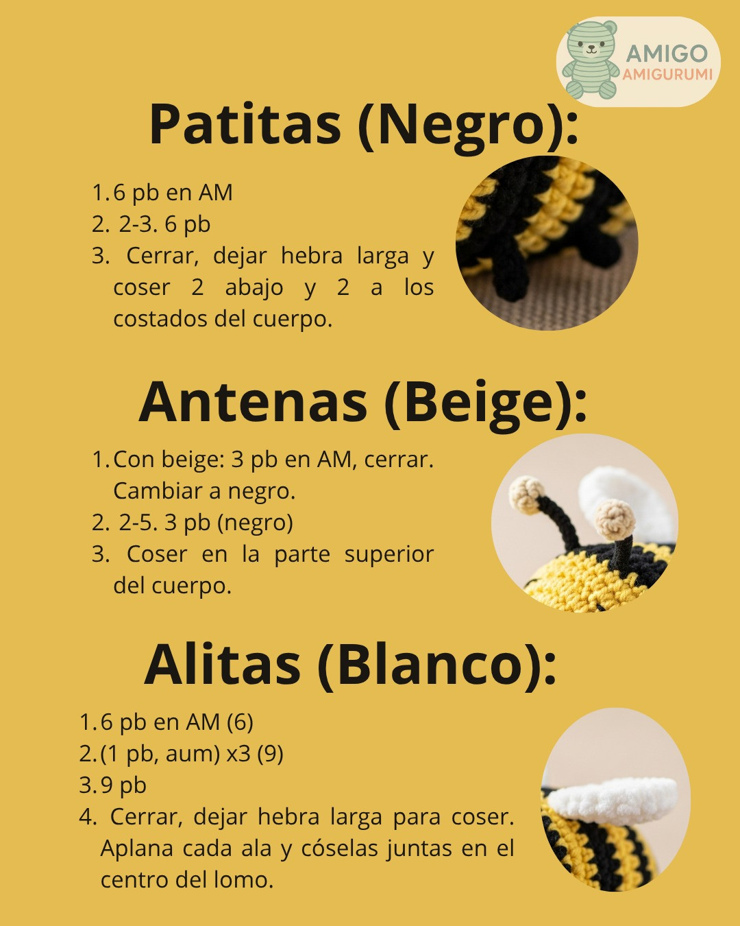 Patrón de amigurumi abejita: crea tu propia abeja de crochet