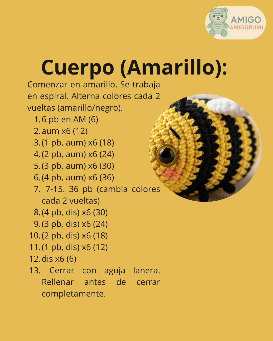 Patrón de amigurumi abejita: crea tu propia abeja de crochet