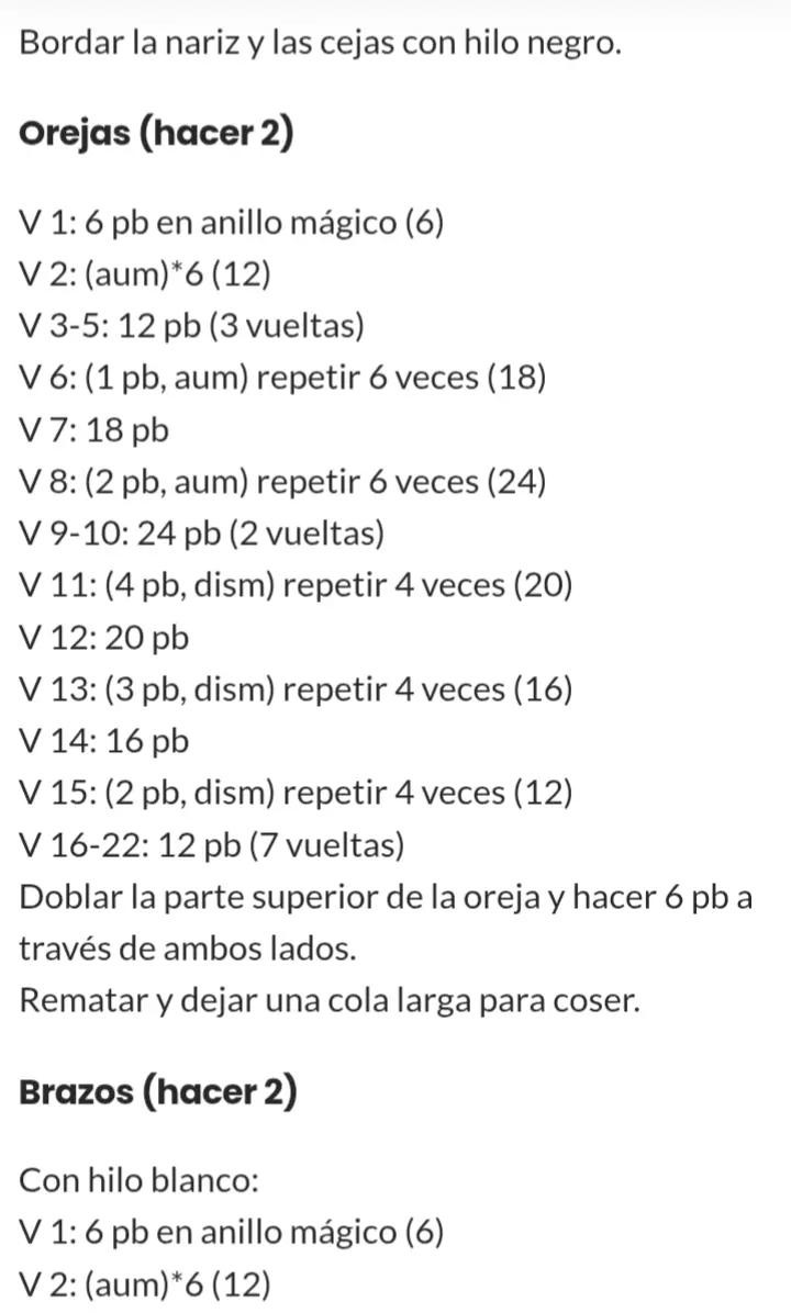 Patrón de amigurumi conejo gratis en PDF