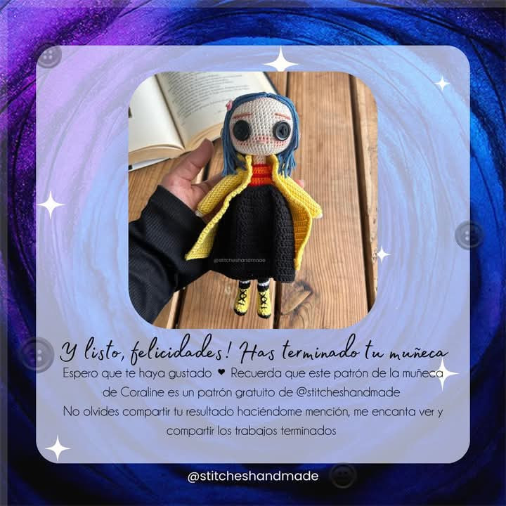 Patrón de amigurumi Coraline gratis