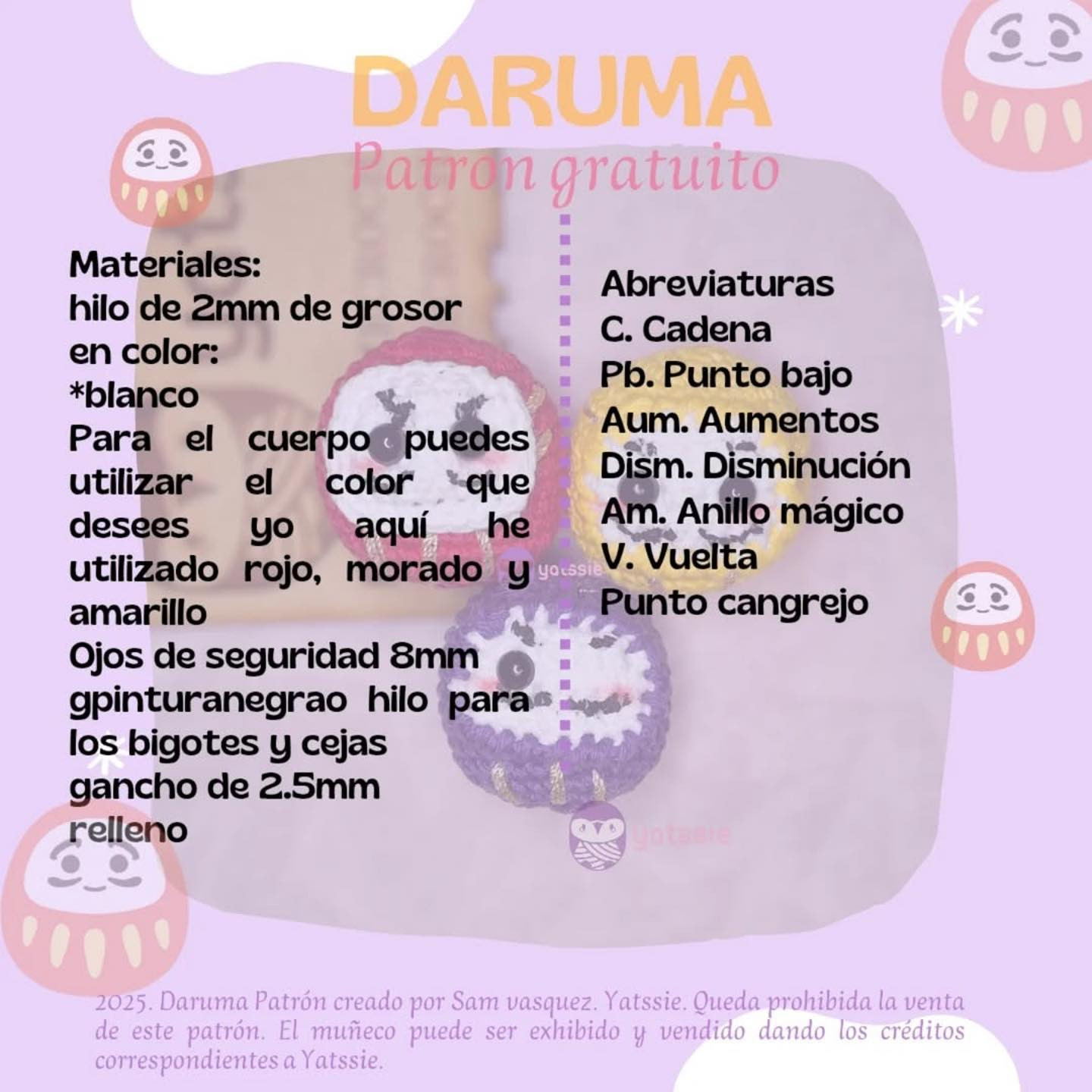 Patrón de amigurumi Daruma gratis