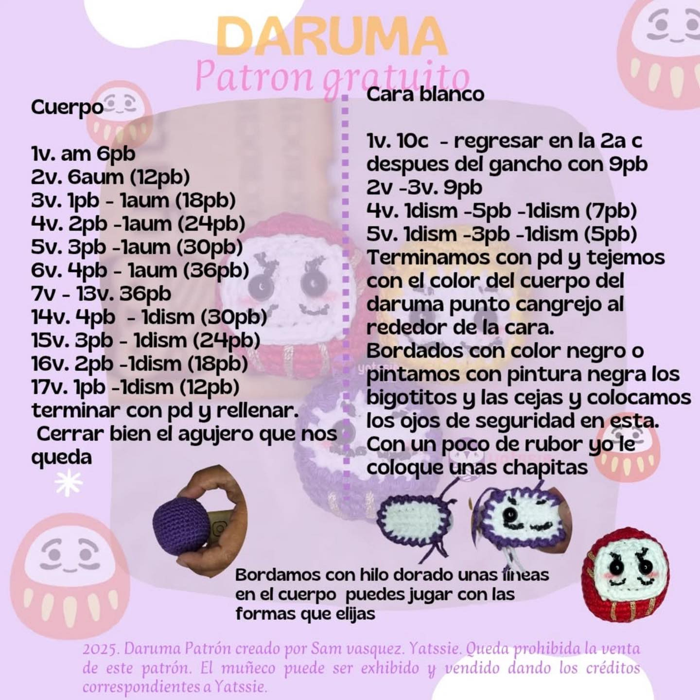 Patrón de amigurumi Daruma gratis