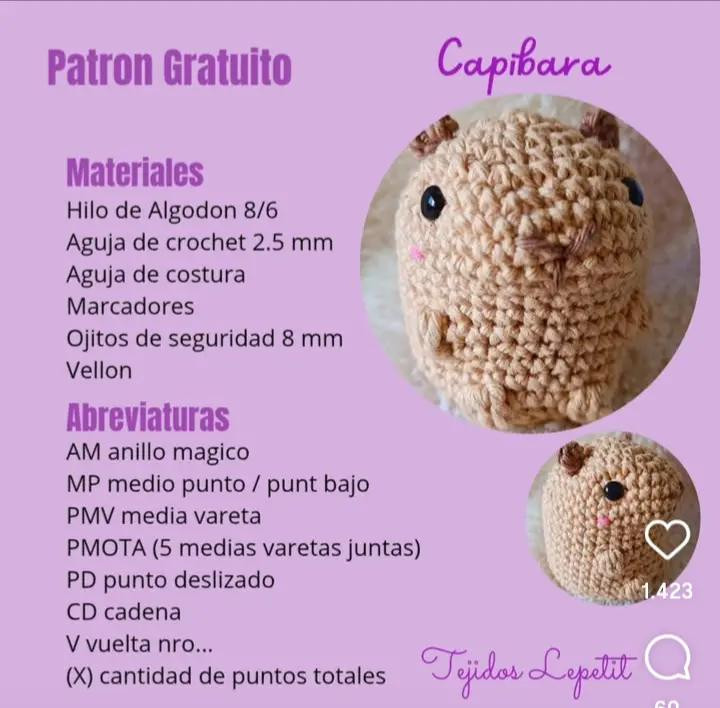 Patrón de Amigurumi de Carpincho: Guía Gratuita para Crochet