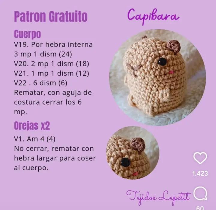 Patrón de Amigurumi de Carpincho: Guía Gratuita para Crochet
