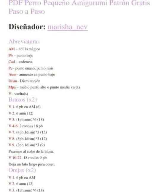 Patron de amigurumi de perro gratis en PDF