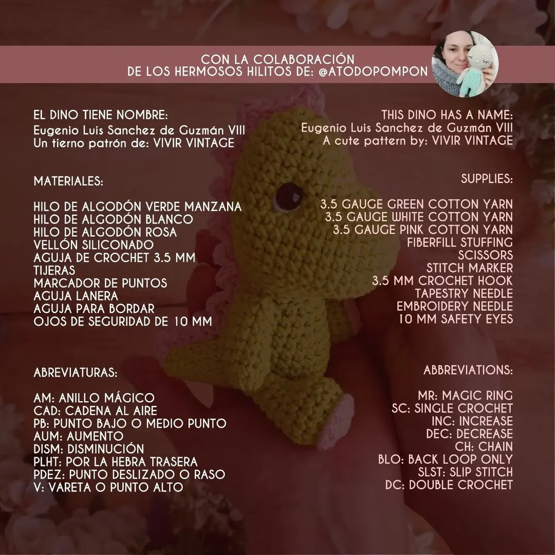 Patrón de amigurumi dinosaurio gratis: ¡Tejelo ahora!
