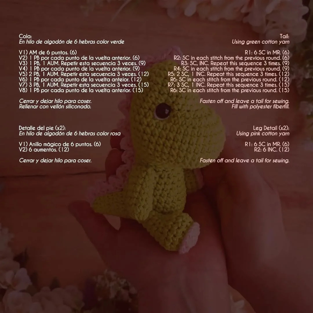 Patrón de amigurumi dinosaurio gratis: ¡Tejelo ahora!