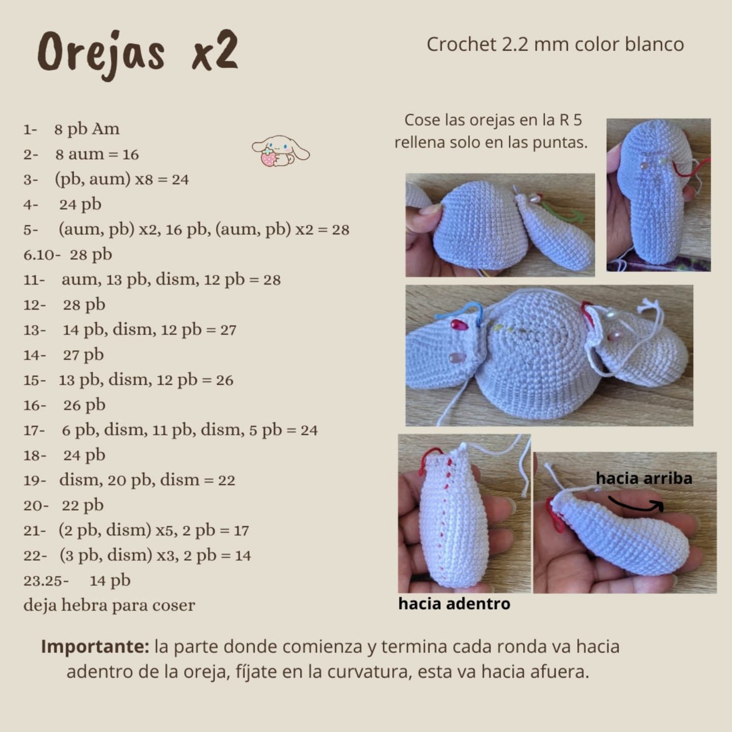 Patrón de Cinnamoroll navideño gratis