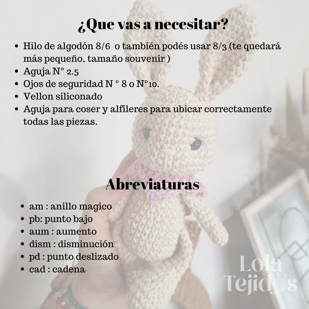 Patrón de Conejito Amigurumi Gratis