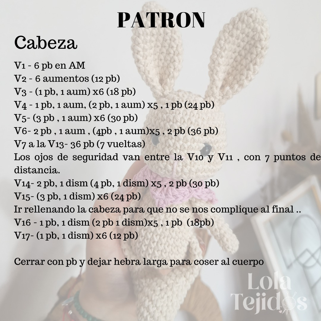 Patrón de Conejito Amigurumi Gratis