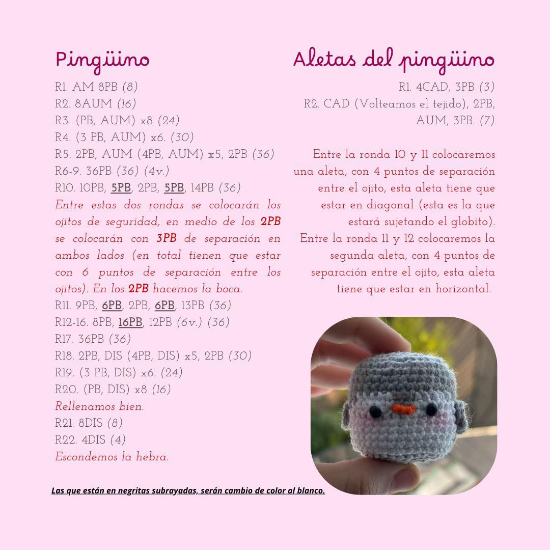 Patrón de crochet de pingüino con corazón para San Valentín
