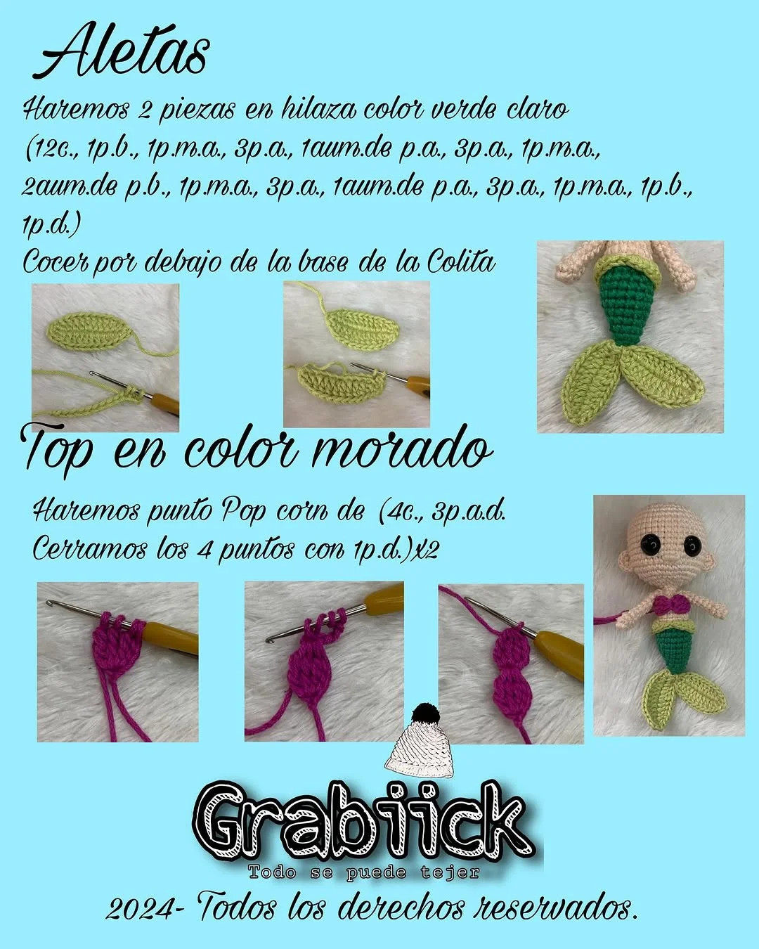 Patrón de ganchillo gratis: Ariel amigurumi