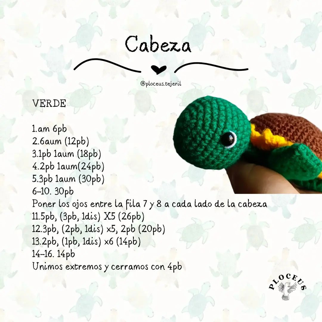 Patrón de ganchillo: Tortuga Girasol amigurumi