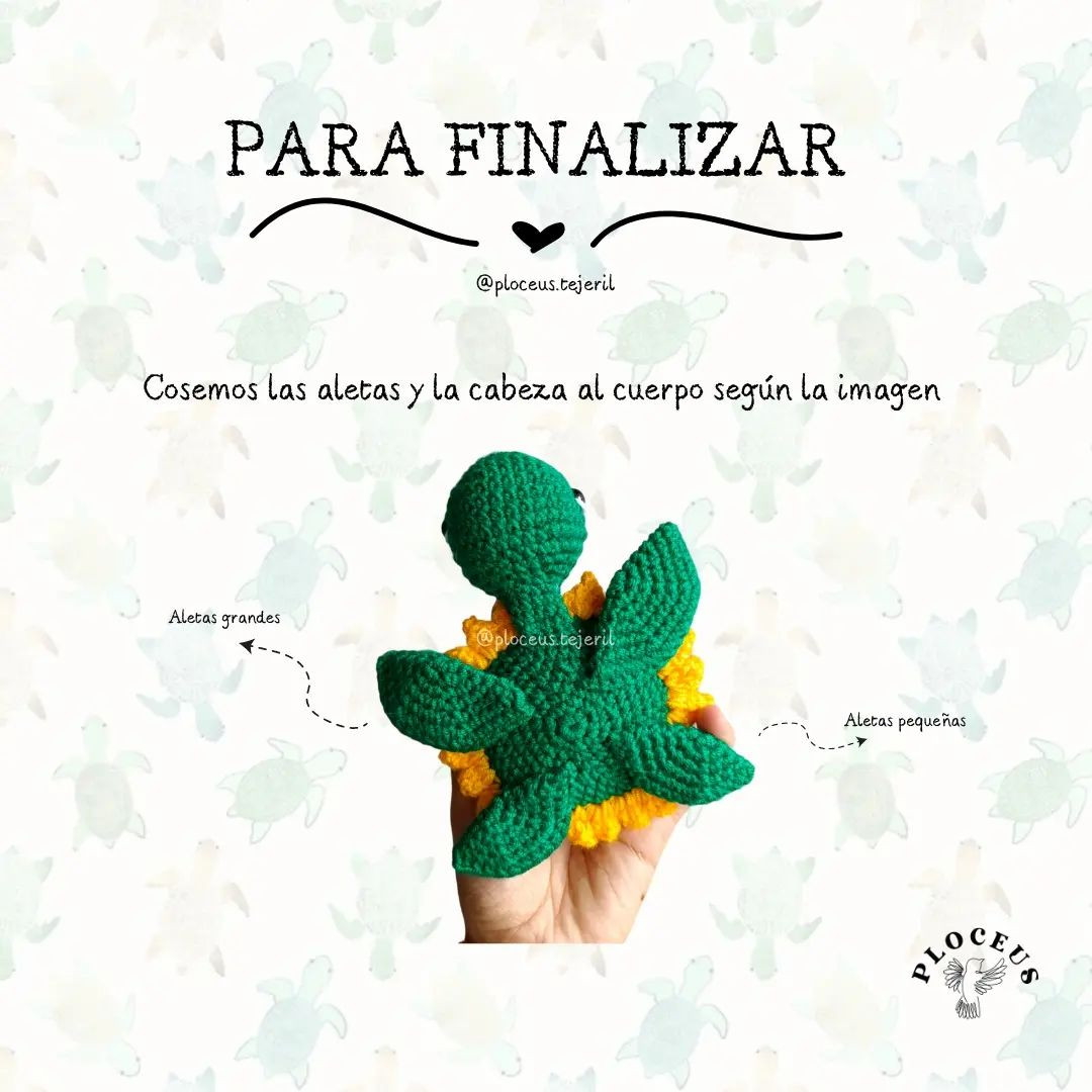 Patrón de ganchillo: Tortuga Girasol amigurumi