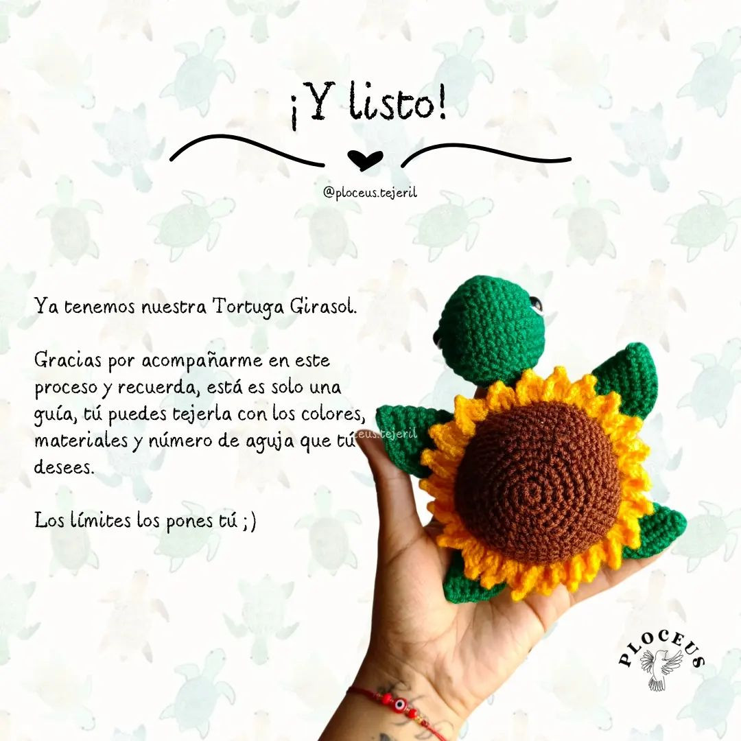 Patrón de ganchillo: Tortuga Girasol amigurumi