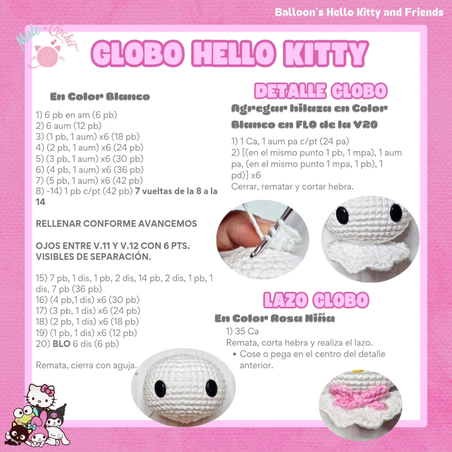 Patrón de globo Hello Kitty gratis