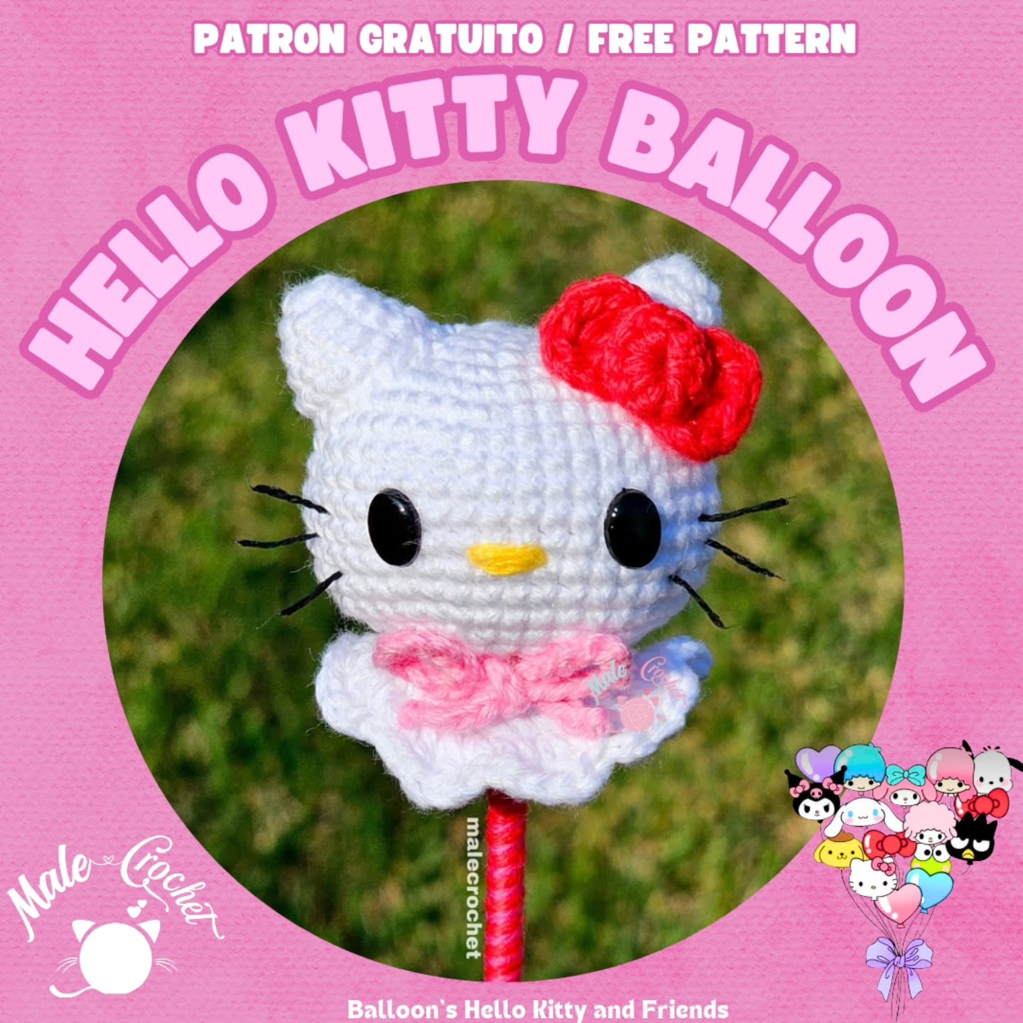Patrón de globo Hello Kitty gratis