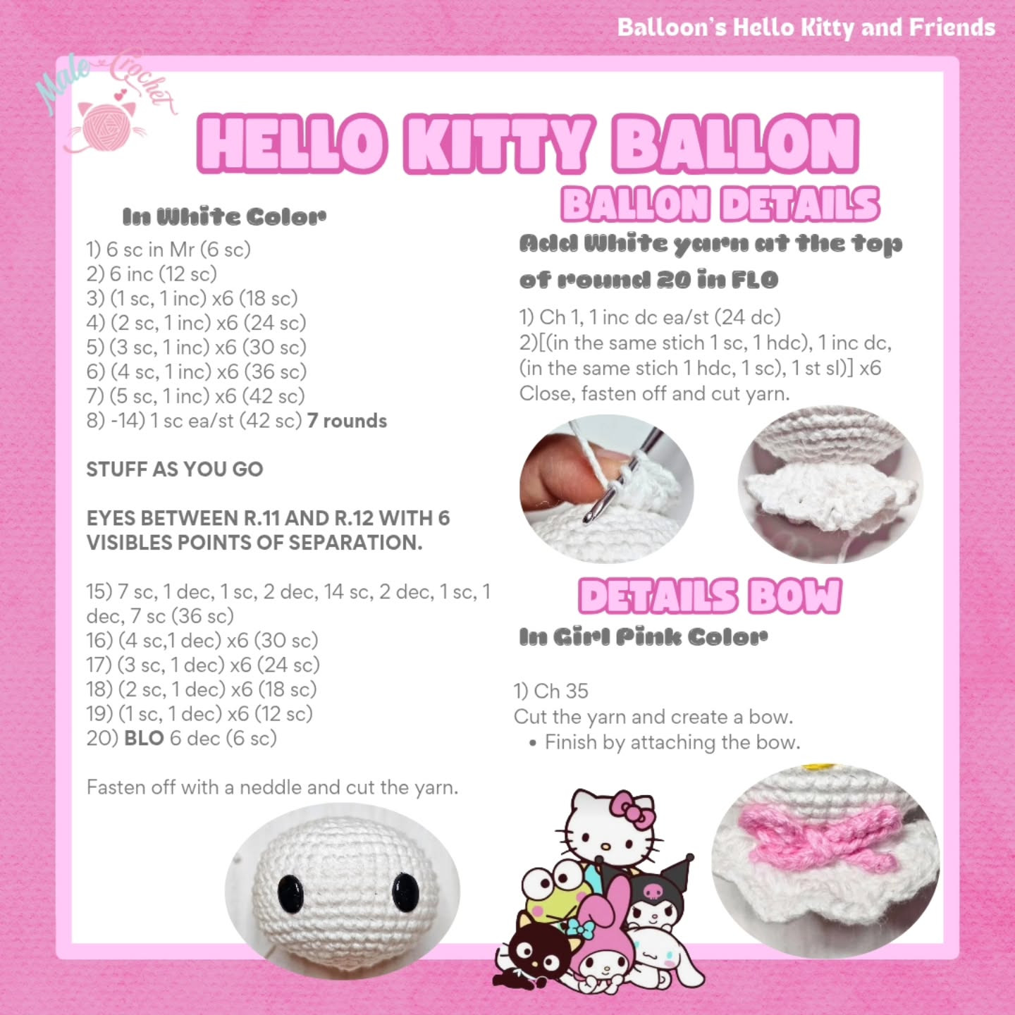 Patrón de globo Hello Kitty gratis