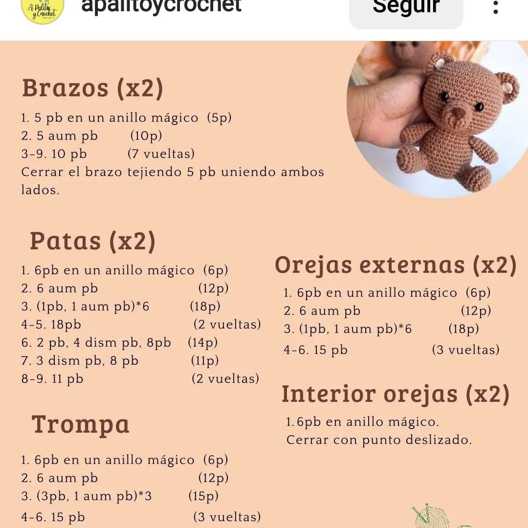 Patrón de osito amigurumi gratis