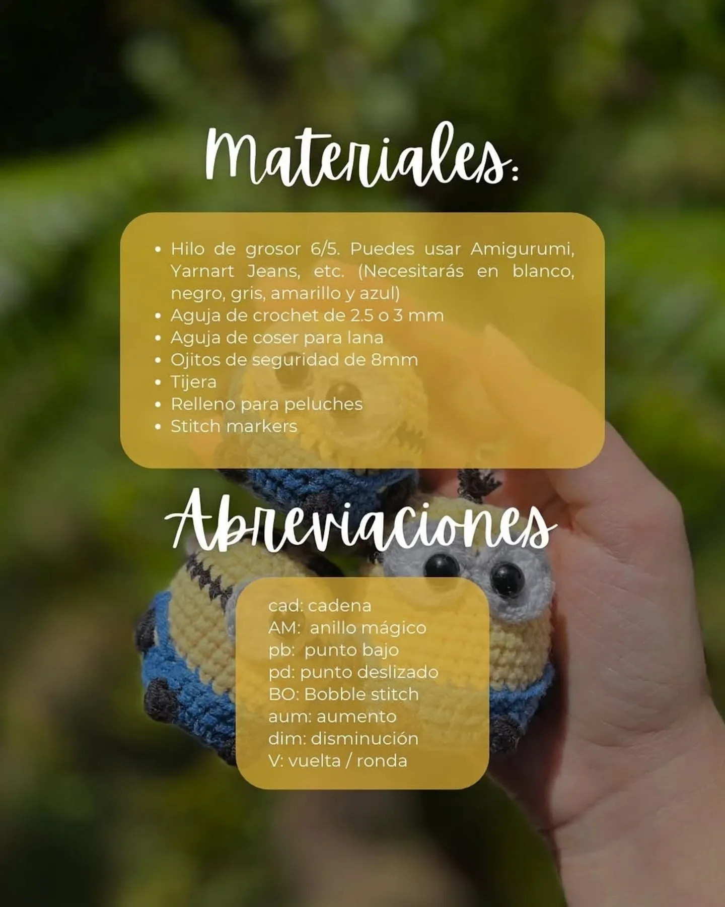 Patrón gratis amigurumi minions Bob, Stuart y Kevin
