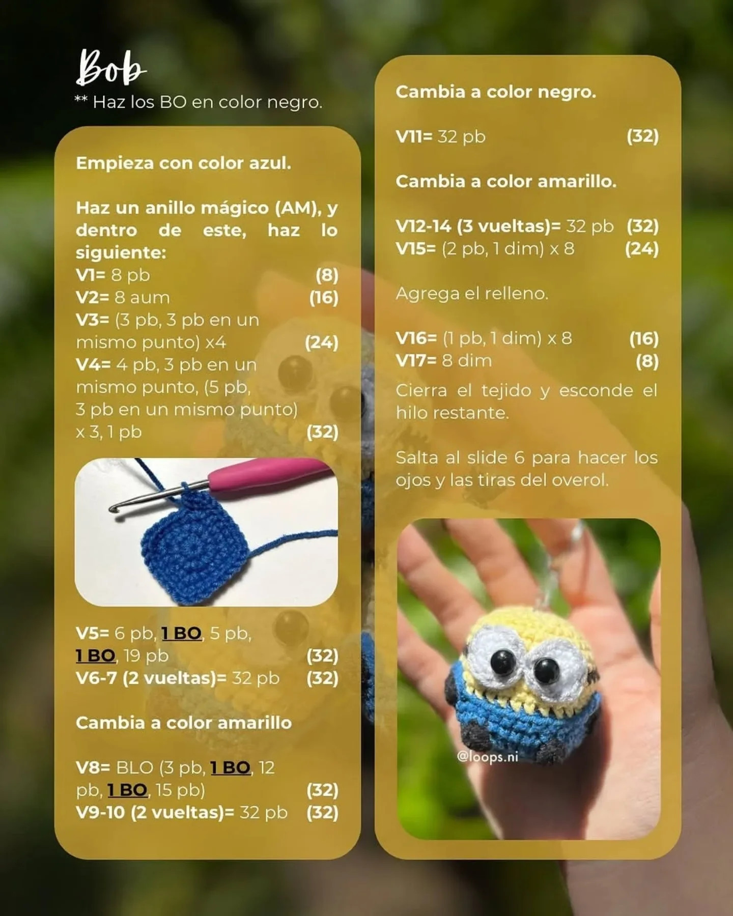 Patrón gratis amigurumi minions Bob, Stuart y Kevin