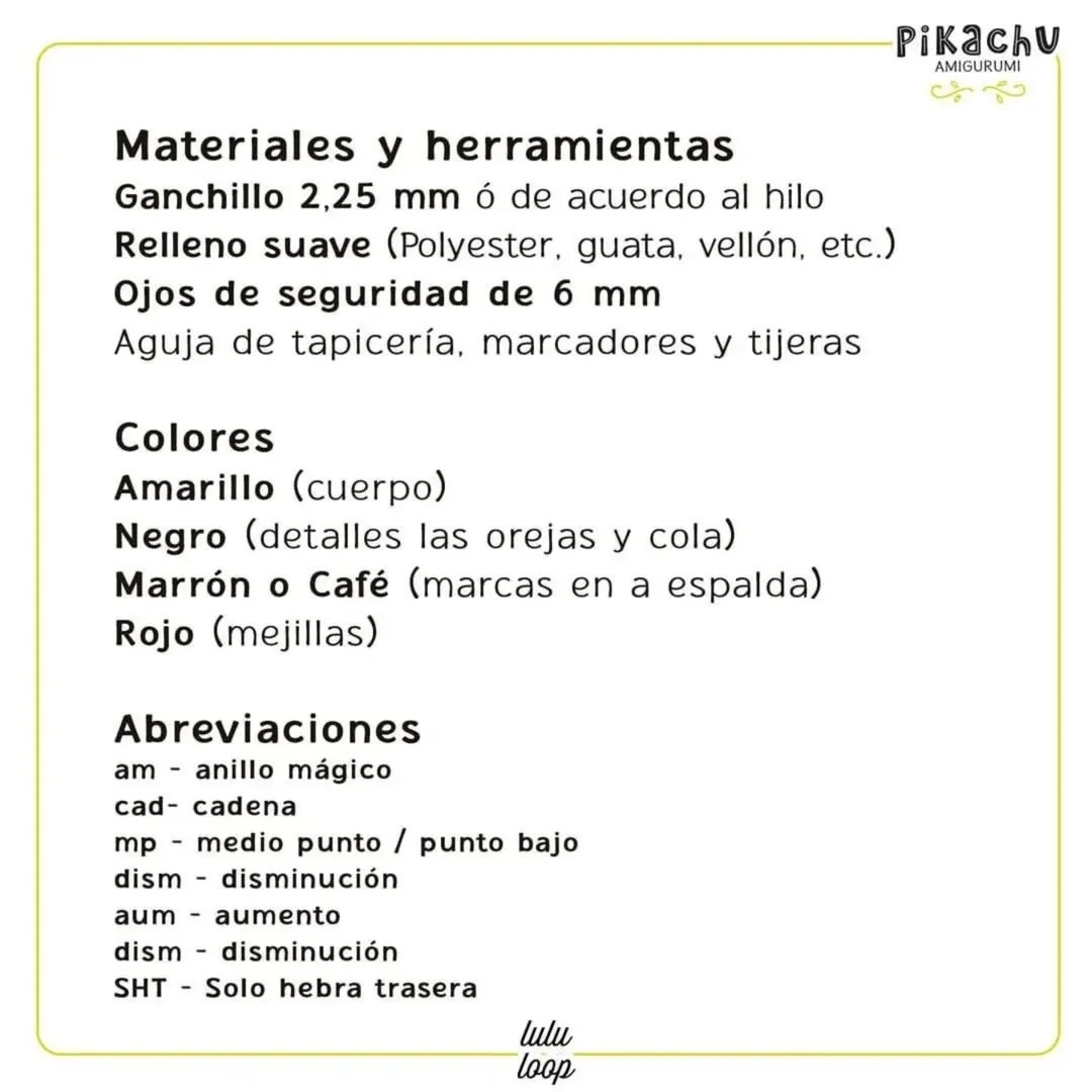Patrón gratis amigurumi Pikachu: guía paso a paso
