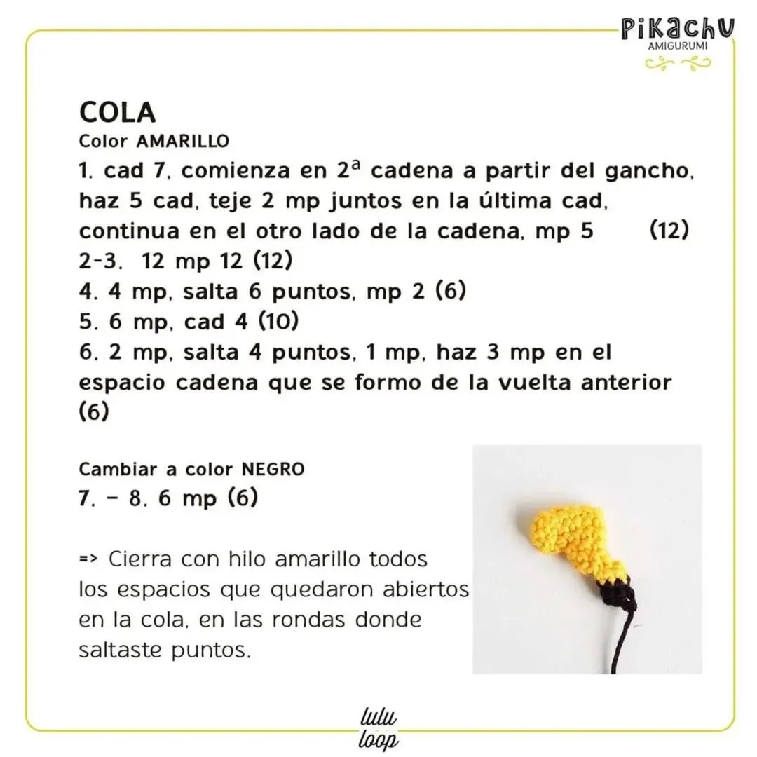 Patrón gratis amigurumi Pikachu: guía paso a paso