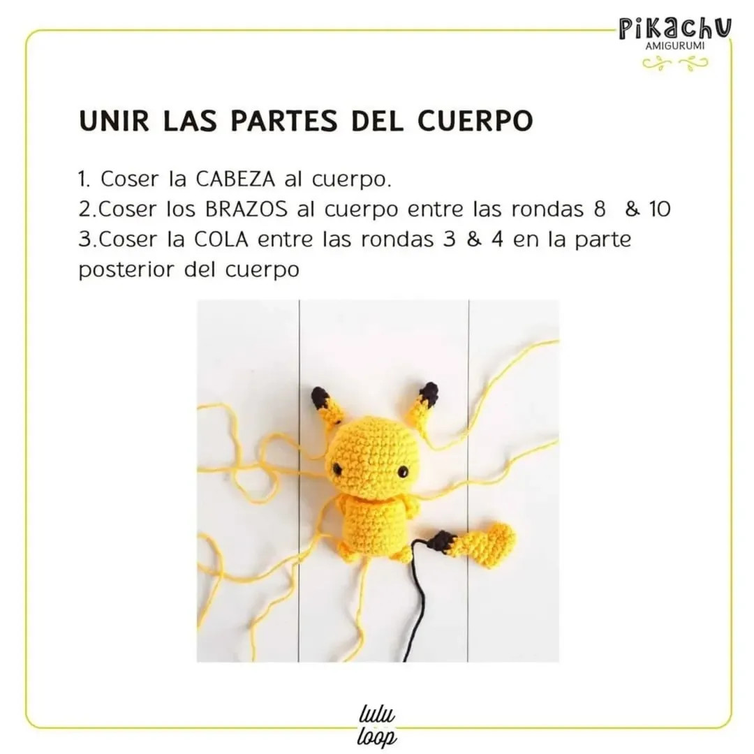Patrón gratis amigurumi Pikachu: guía paso a paso