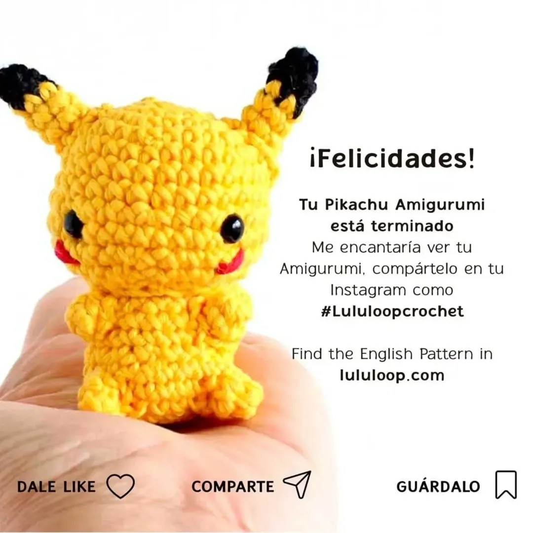 Patrón gratis amigurumi Pikachu: guía paso a paso
