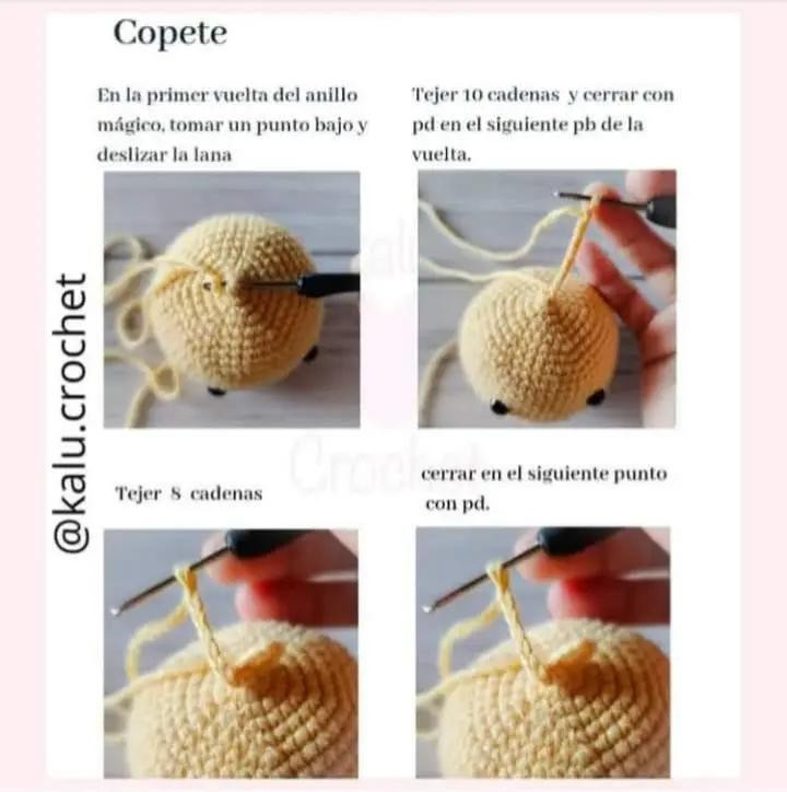 Patrón gratis amigurumi pollito tierno