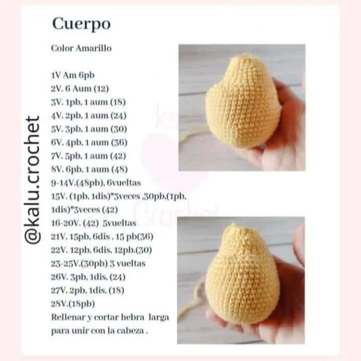 Patrón gratis amigurumi pollito tierno