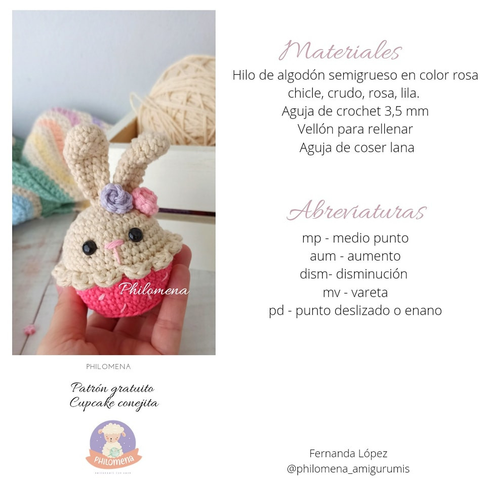Patrón gratis: Conejita Cupcake amigurumi