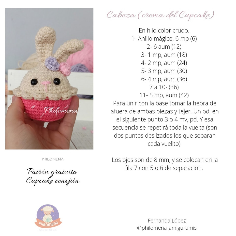 Patrón gratis: Conejita Cupcake amigurumi