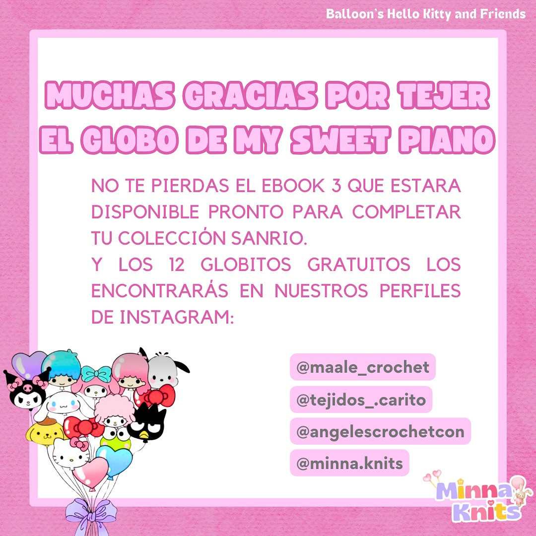 Patrón gratis: Globo Hello Kitty amigurumi