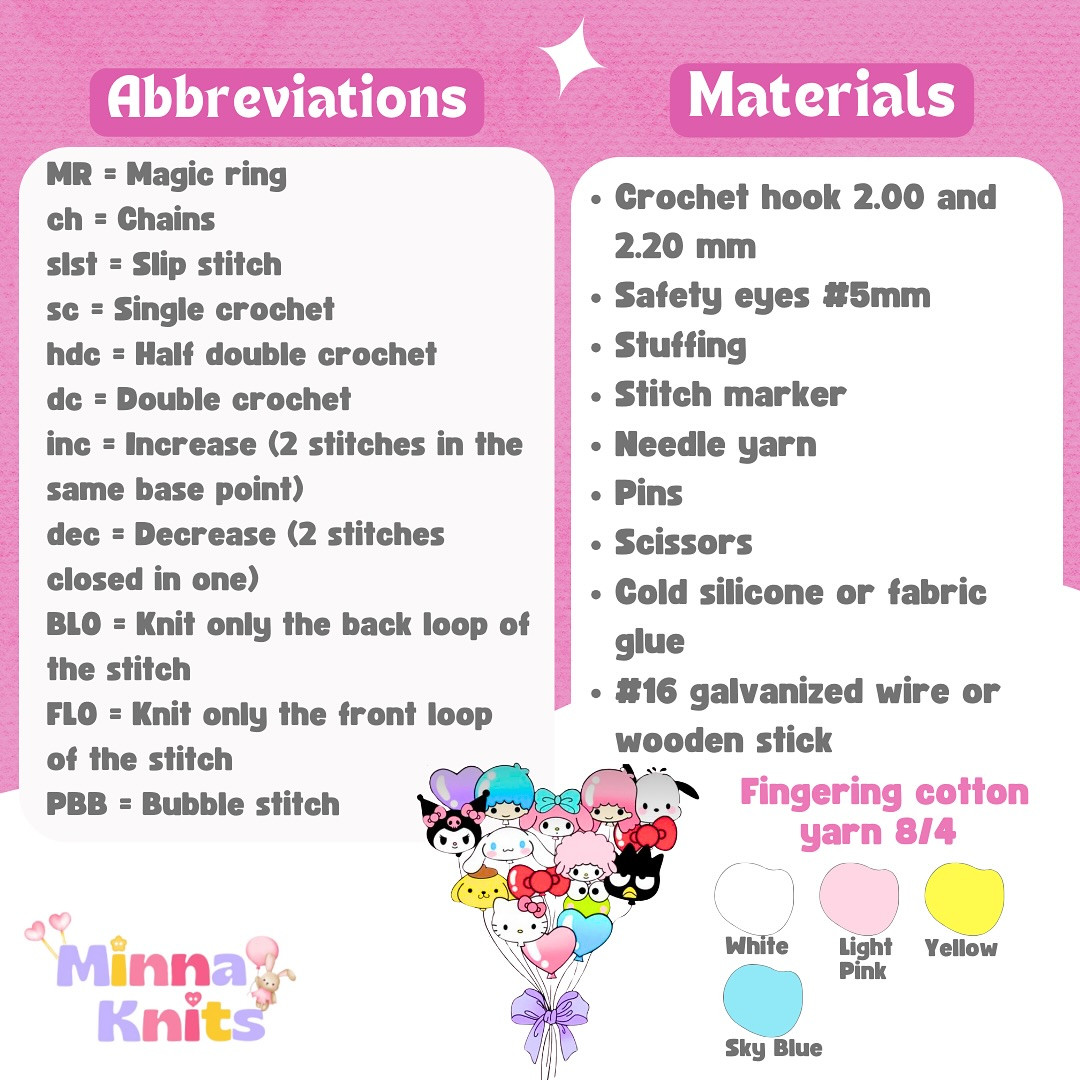 Patrón gratis: Globo Hello Kitty amigurumi
