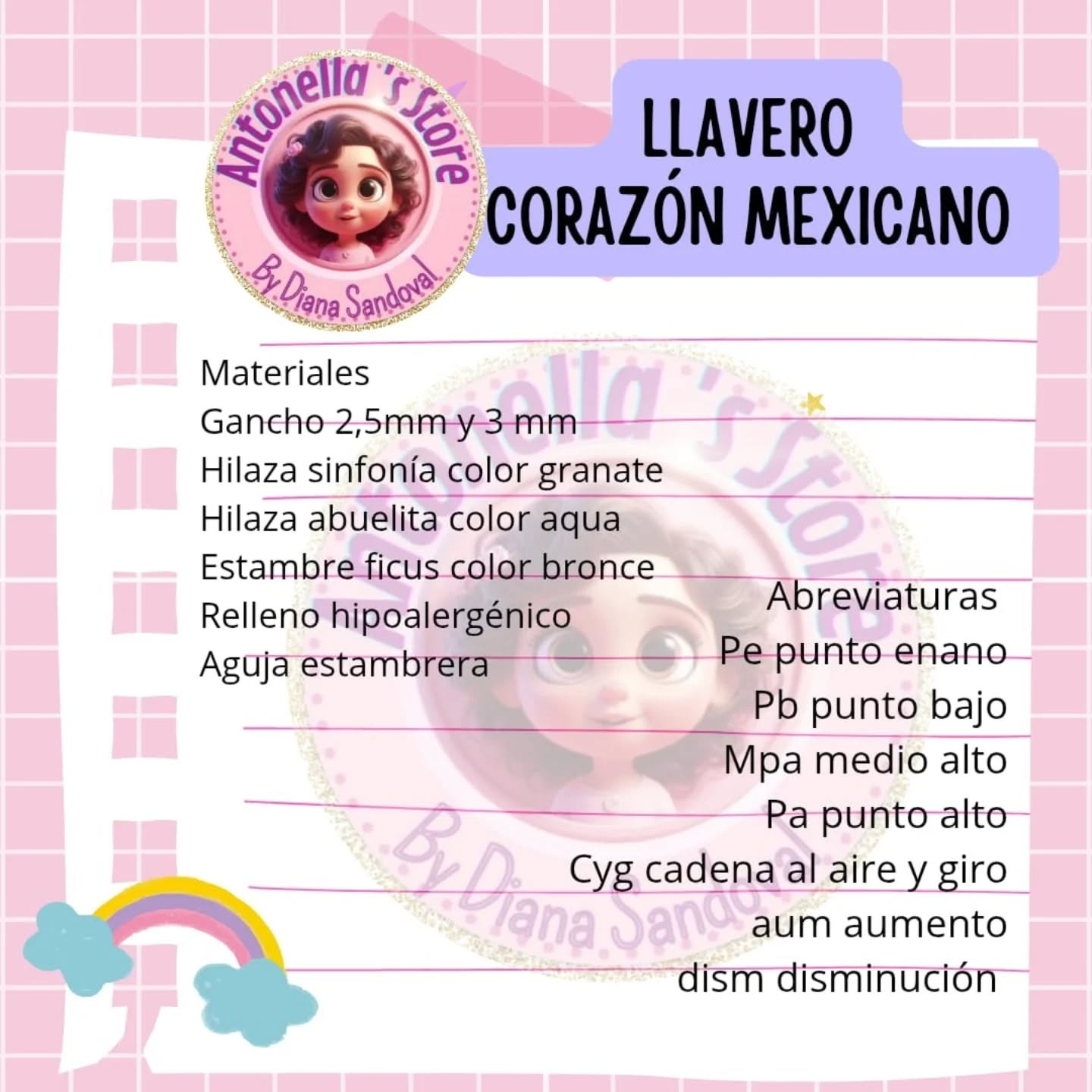 PATRÓN GRATIS: Llavero Corazón Mexicano tejido a crochet