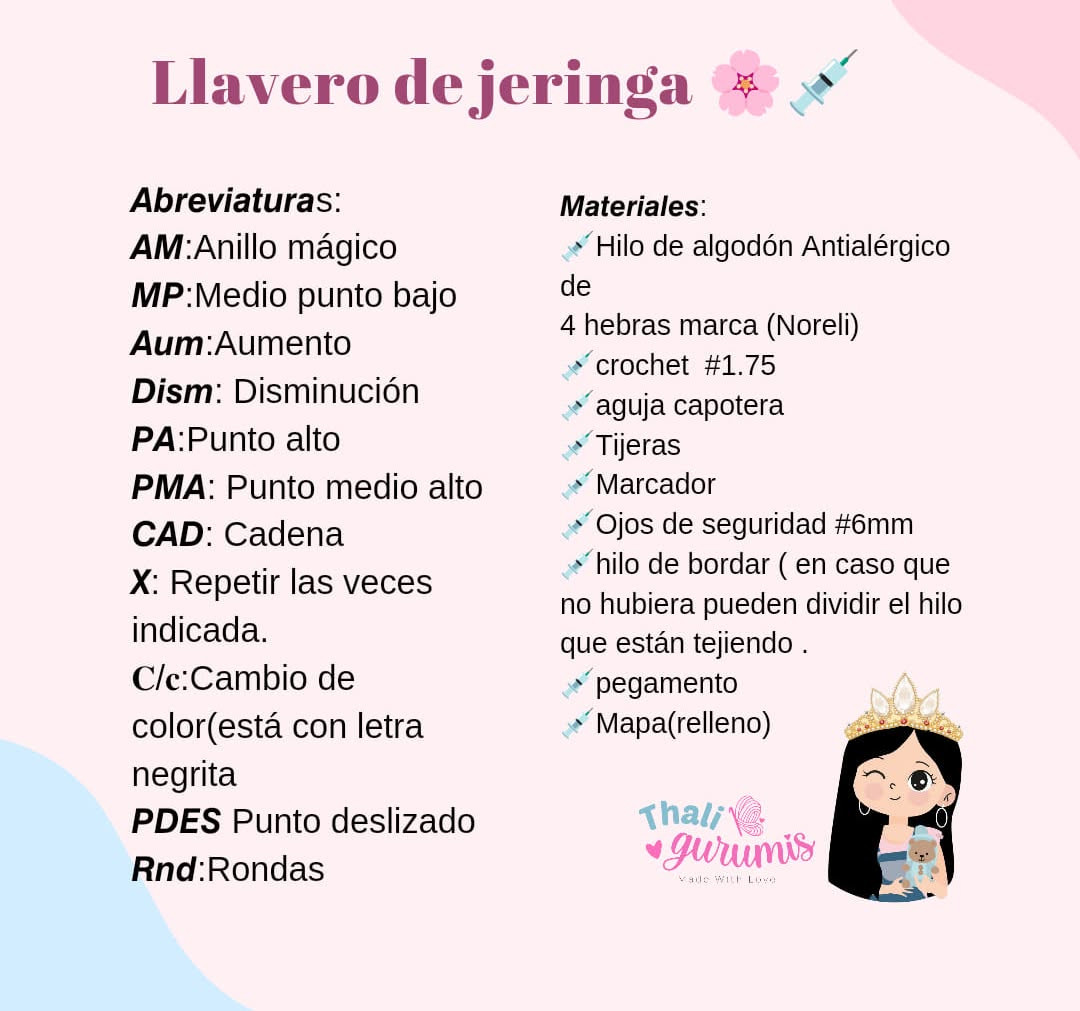 Patrón gratis: Llavero de Jeringa amigurumi