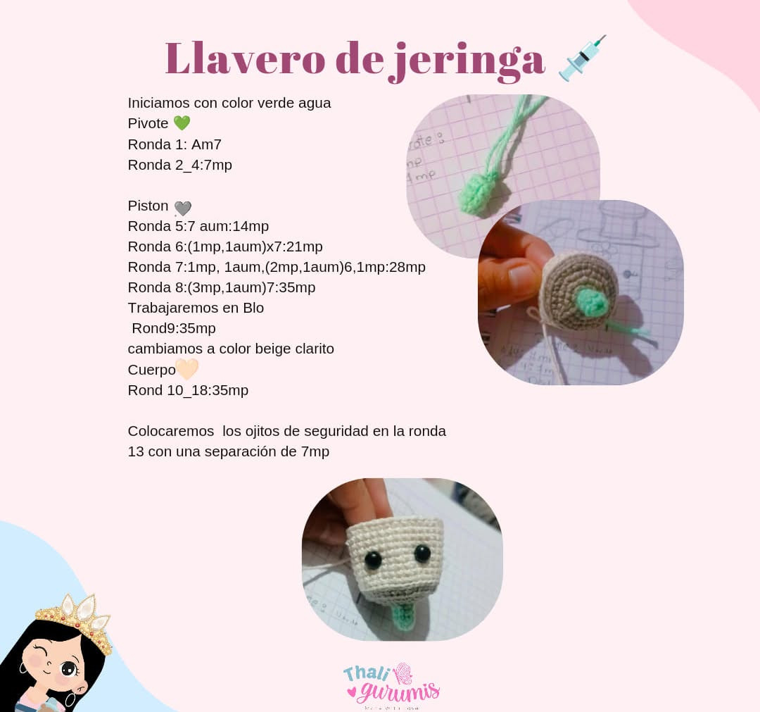 Patrón gratis: Llavero de Jeringa amigurumi