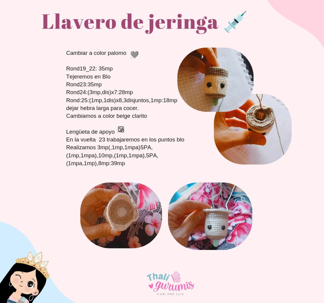 Patrón gratis: Llavero de Jeringa amigurumi