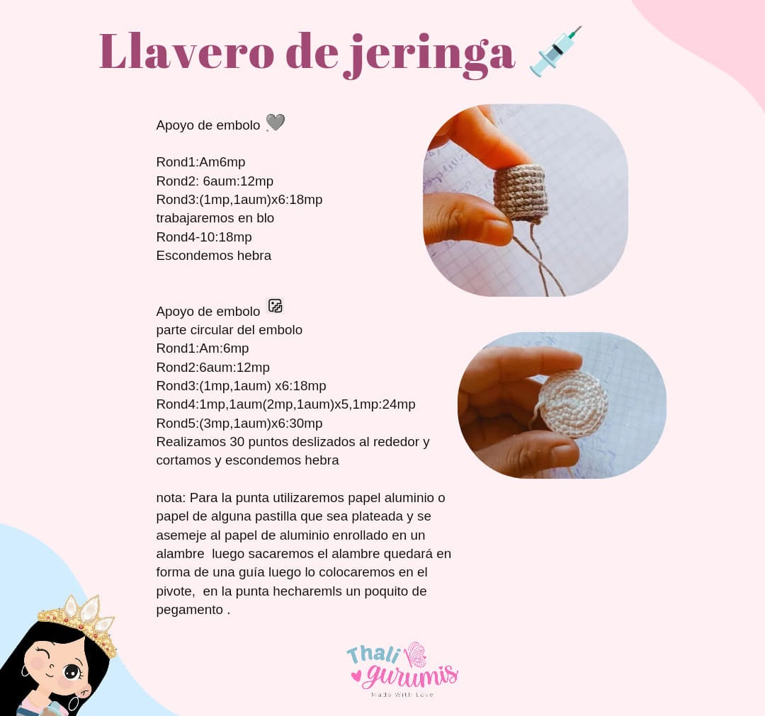 Patrón gratis: Llavero de Jeringa amigurumi