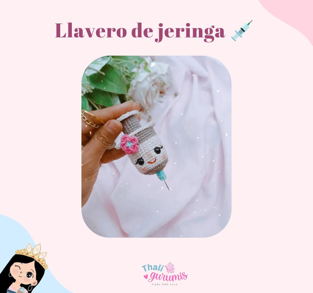 Patrón gratis: Llavero de Jeringa amigurumi