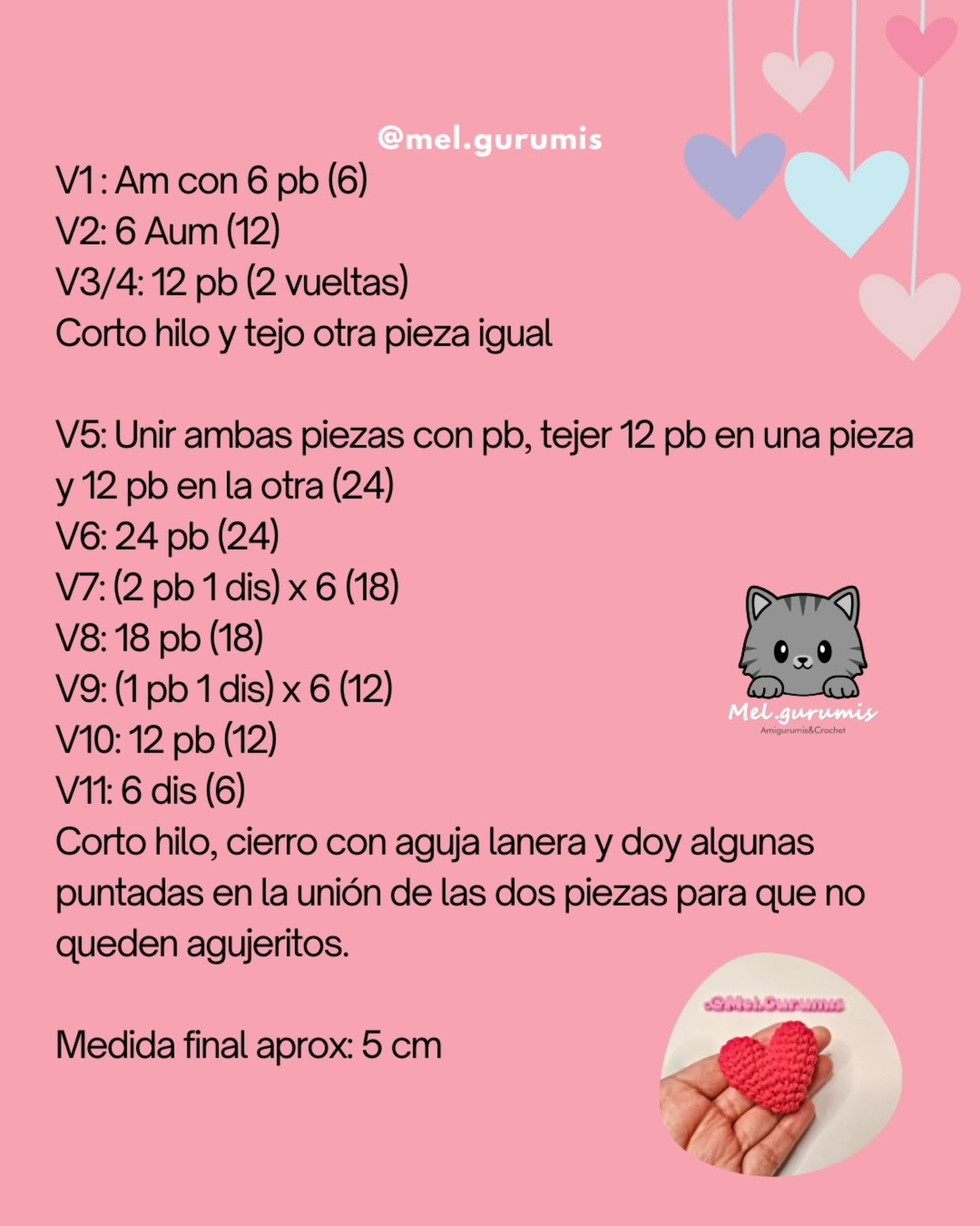 Patrón Gratis: Mini Corazón Amigurumi Fácil