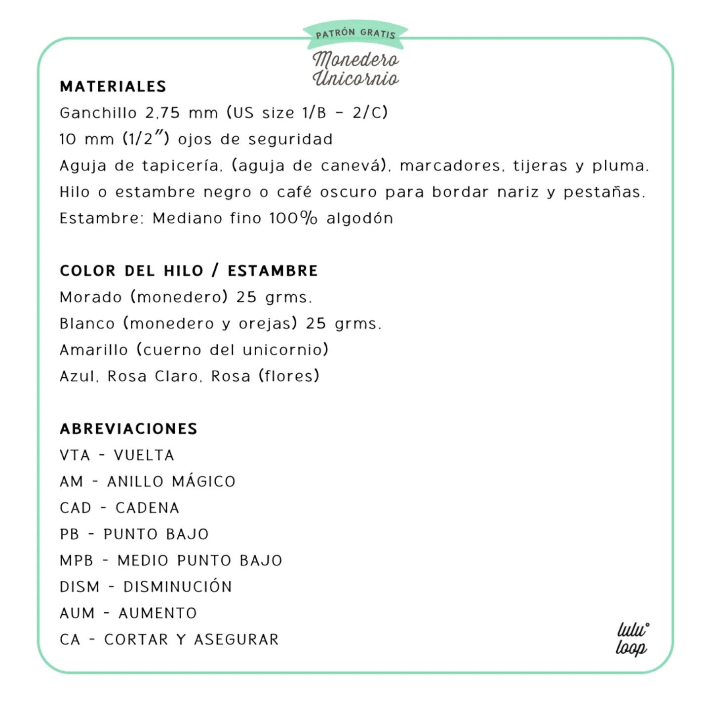 Patrón Gratis: Monedero Unicornio Amigurumi