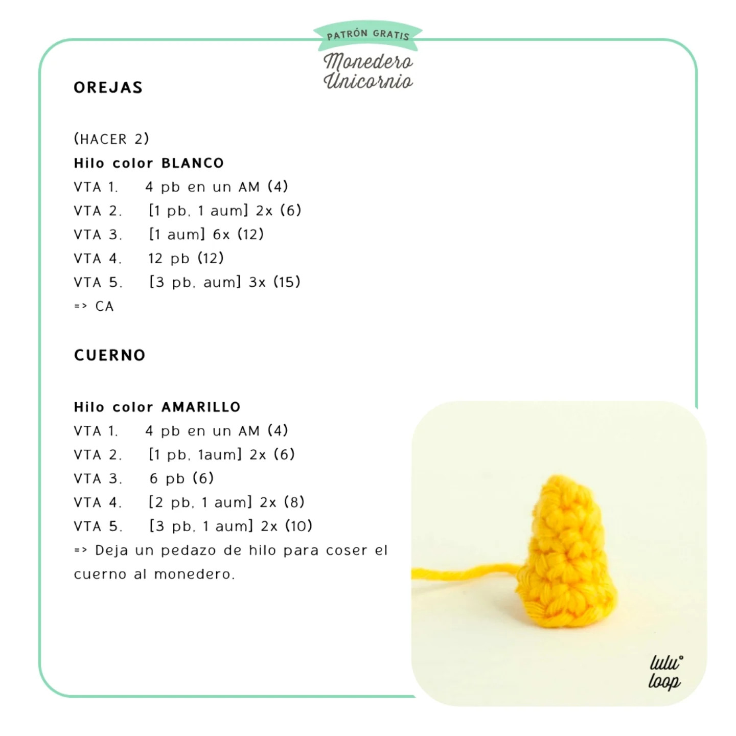 Patrón Gratis: Monedero Unicornio Amigurumi
