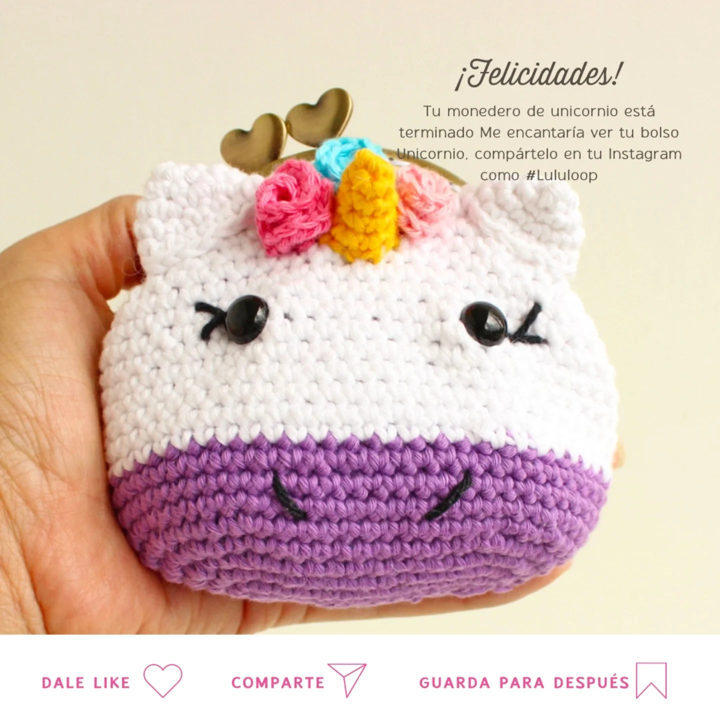Patrón Gratis: Monedero Unicornio Amigurumi