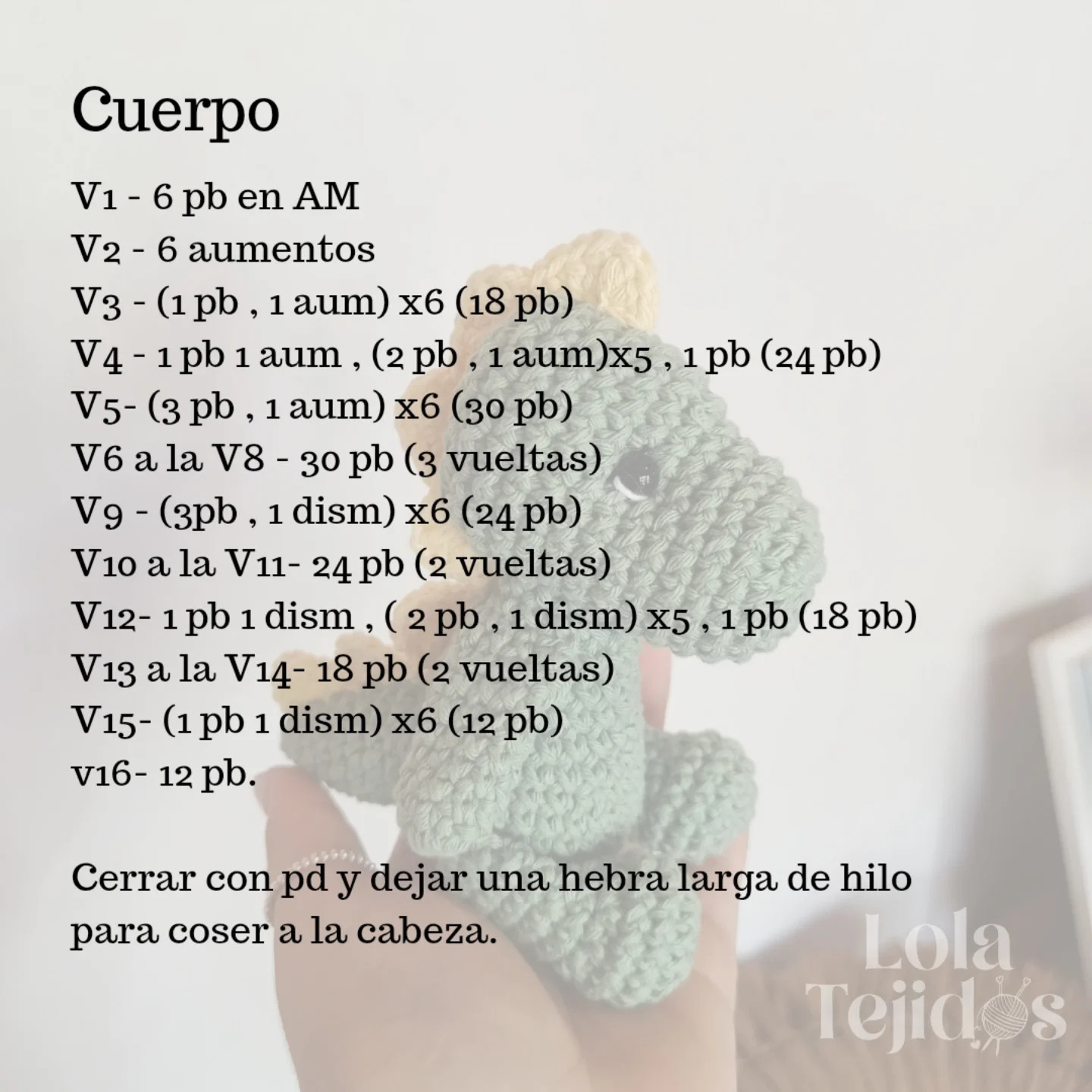 Patrón Gratis: Pequeño Dinosaurio Amigurumi