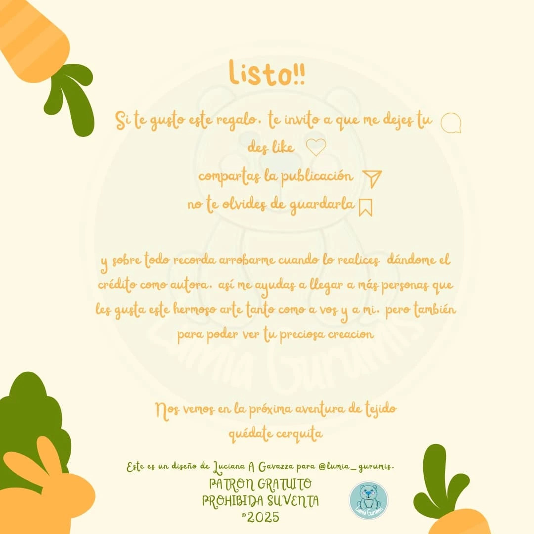 Patrón Gratis: Zanahorias Amigurumi - 3 Tamaños