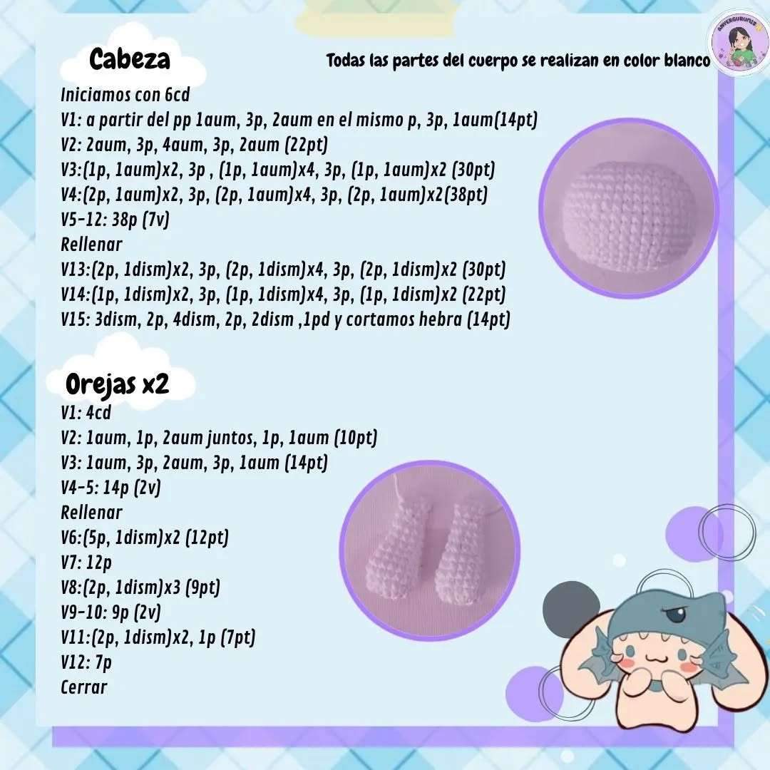 Patrón gratuito amigurumi: Cachorro tiburón de ojos azules
